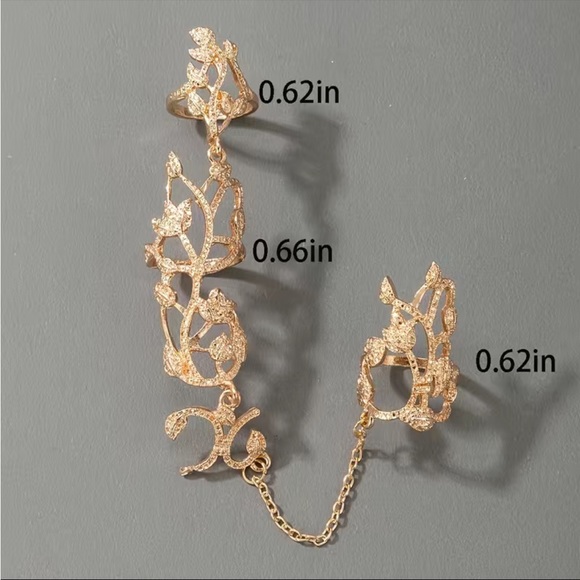 NWT Flower Chain Temperament Stylish Hollow Carving MITTEN Ring For Women - Picture 4 of 6